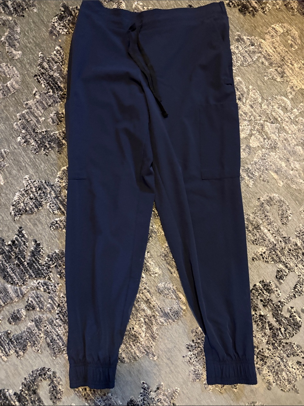 Women's Navy Drawstring Joggers with Elastic Cuffs